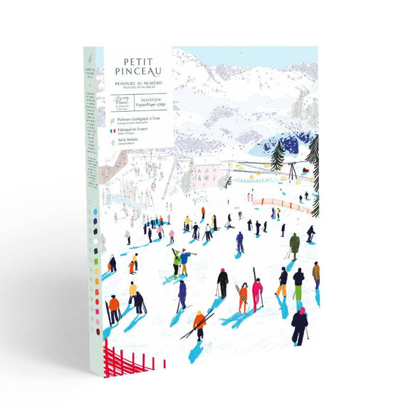Peinture au numéro Skiing Among Montains par Katie Smith - Petit Pinceau - Bleu Jolie Caen