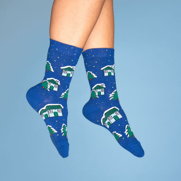 Chaussettes Village enneigé taille 35-44 - Coucou Suzette - Bleu Jolie Caen