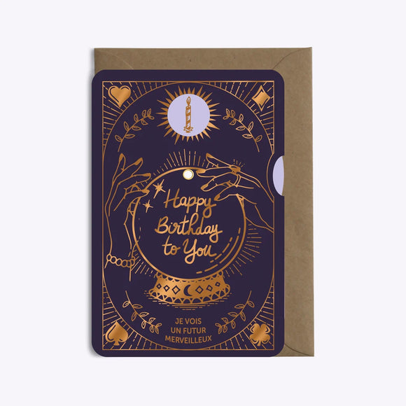 Carte disque anniversaire voyance violet - Les Editions du Paon - Bleu Jolie Caen
