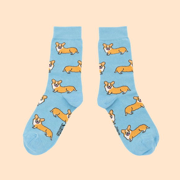 Chaussettes Corgi taille 35-44 - Coucou Suzette - Bleu Jolie Caen