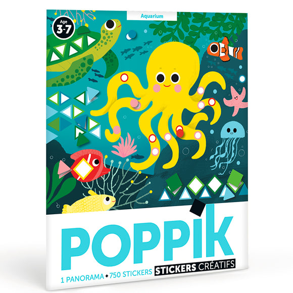 Poster créatif Aquarium + 750 stickers - Poppik - Bleu Jolie Caen